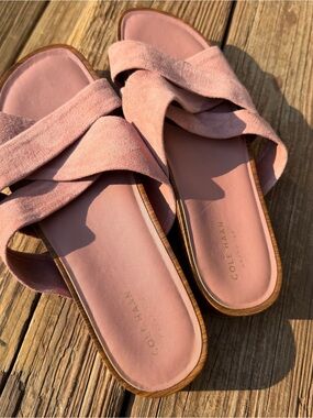 Cole Haan Pink Suede Criss Cross Slide Sandals Women’s Size 9B